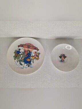 1964 Vintage Disney MARY POPPINS Melamine Plate Bowl Children Set Sun Valley